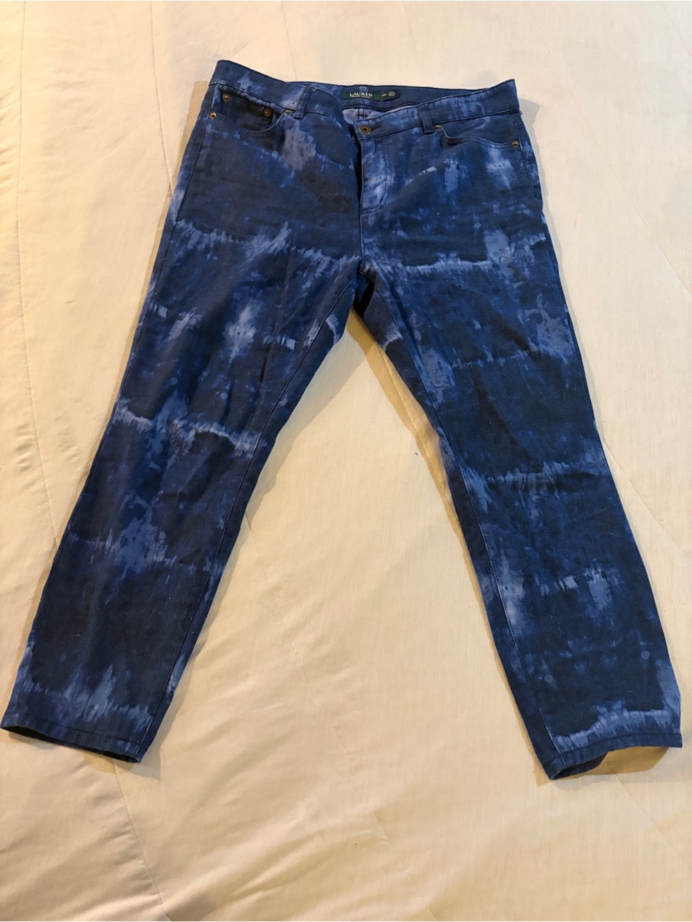 Lauren Ralph Lauren Women's Slim Straight Tie-Dye Jeans in Blue